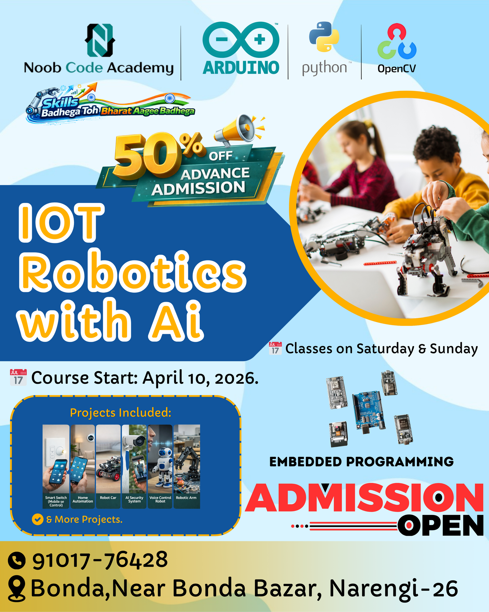 IoT Robotics Course in Guwahati, AI Classes in Guwahati, Robotics Training Assam, Arduino Course Narengi, Python AI Course Guwahati, Embedded Programming Course, Robotics Classes Near Me